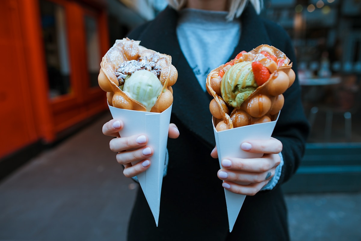 person holding two ice creams - London Food