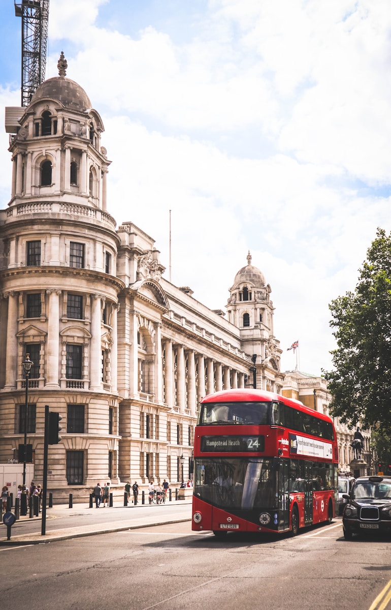 double-decker bus on the road - trip to London