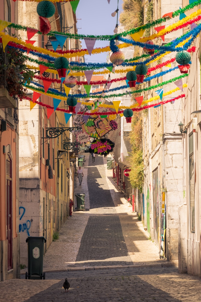 architectural photography of alleyway Bairro Alto alley Lisbon, Portugal