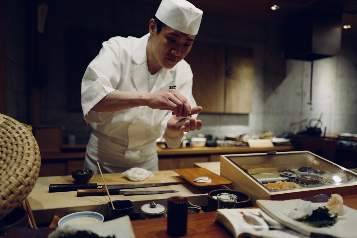 man in chef suit - Tokyo foods