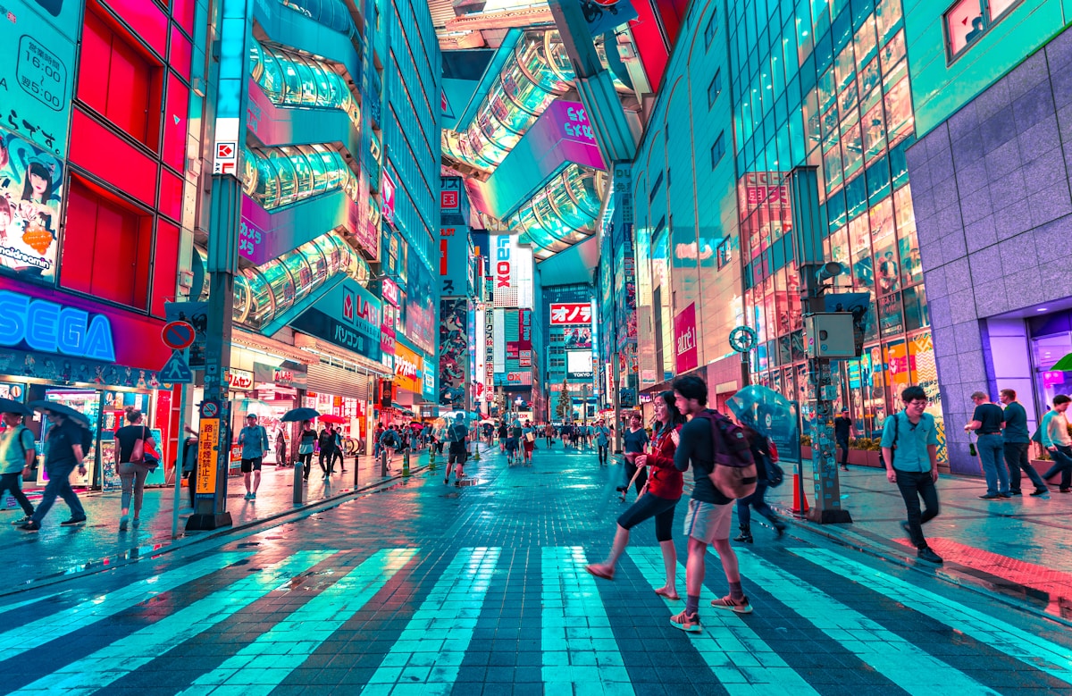 people walking on road near well-lit buildings - Tokyo, Japan